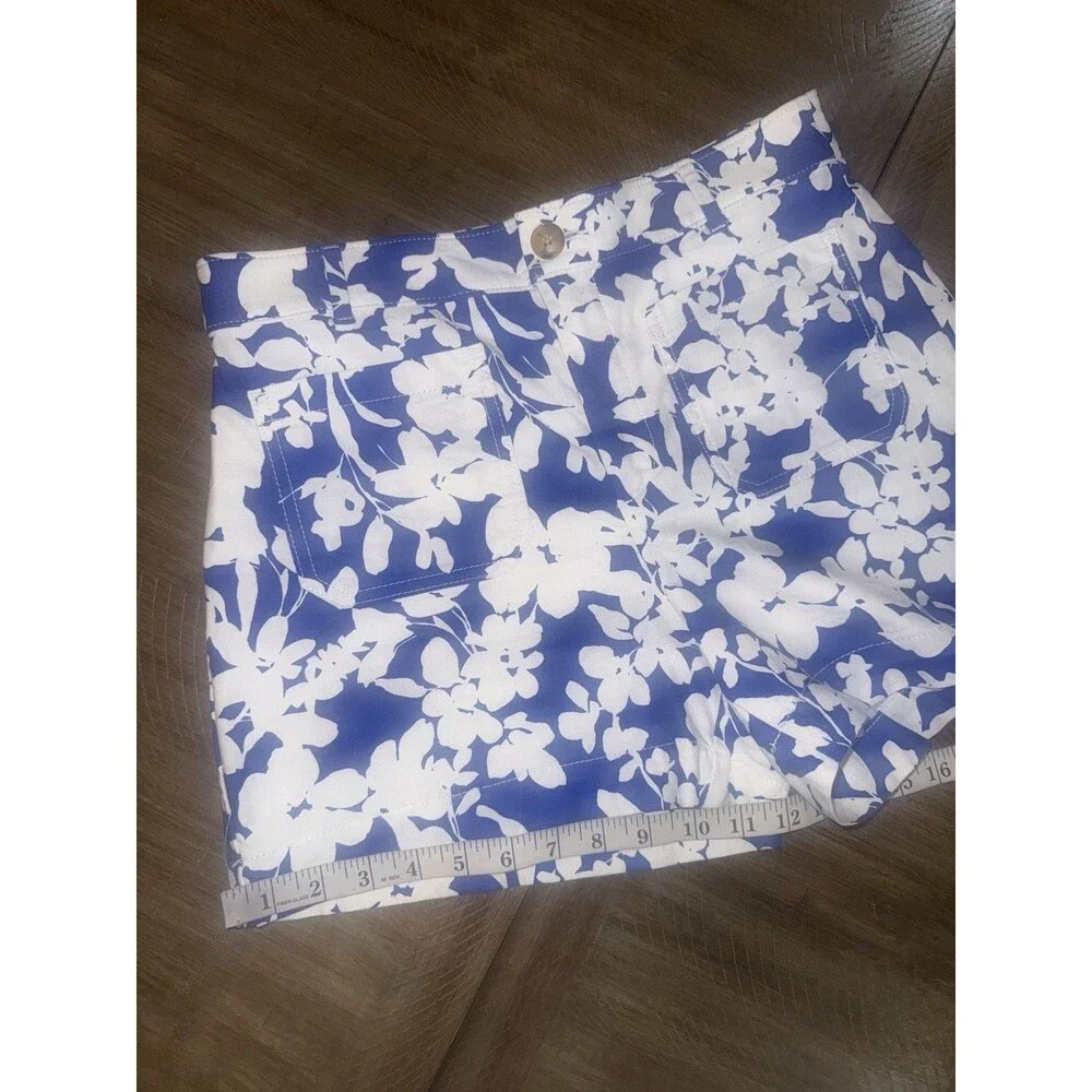 LOFT Ann Taylor The Palmer Short Royal Blue & White Floral Cotton Shorts Size 6